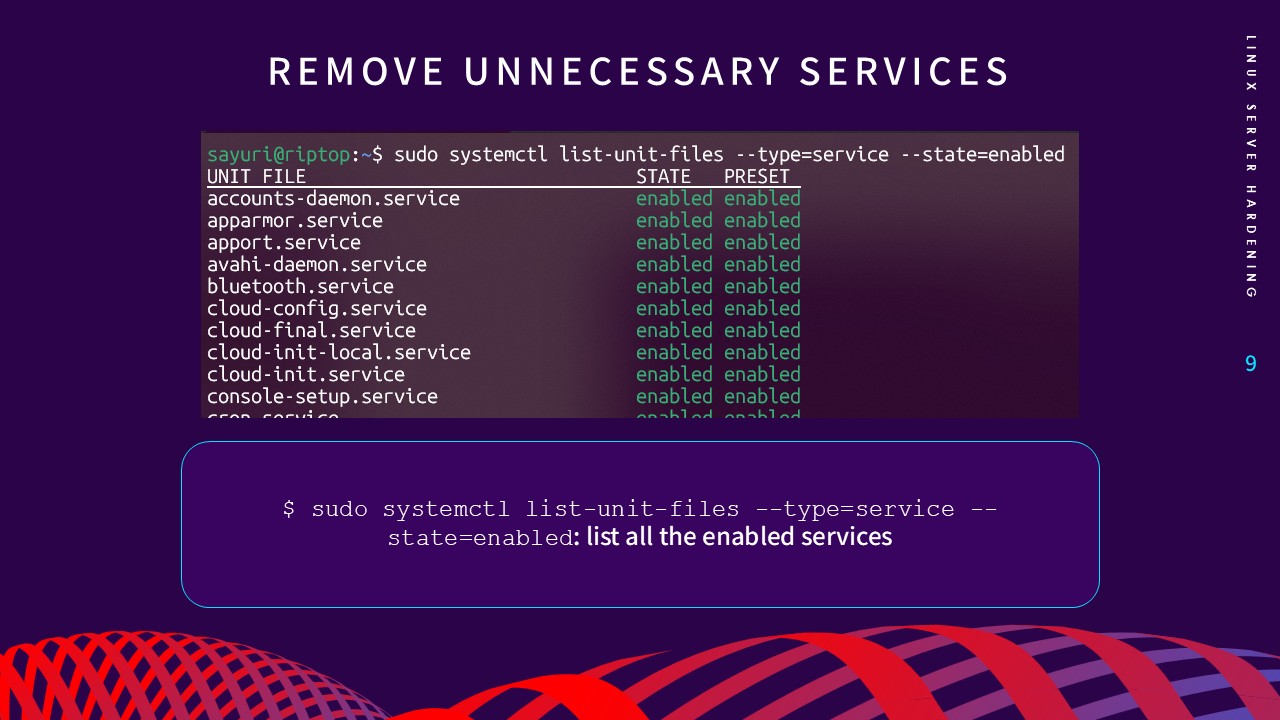 Remove Unnecessary Services slide